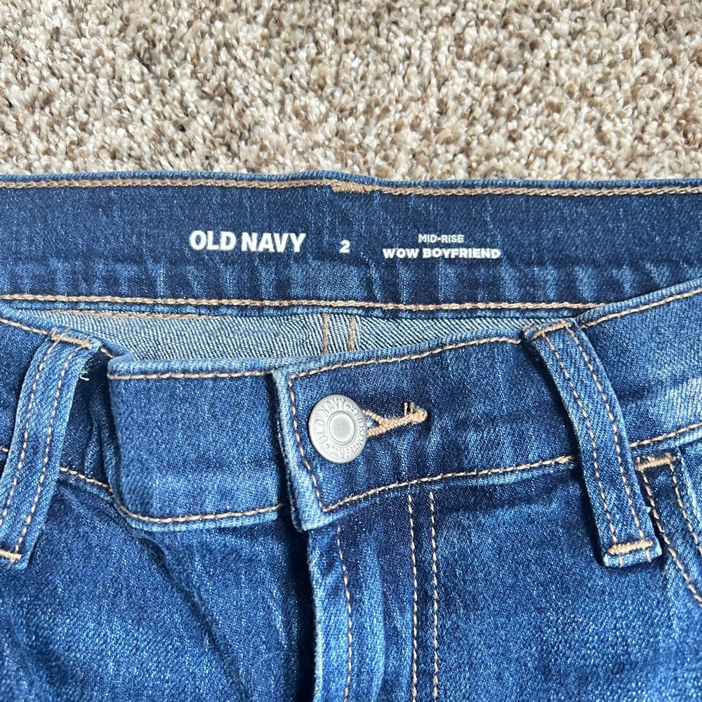 Old Navy Women's Dark Blue Boyfriend Jeans - Picture 3 of 5